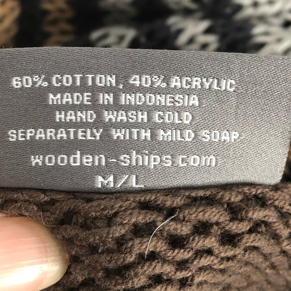 Wooden Ships Brown Grey Striped Cardigan M/L - Picture 4 of 7